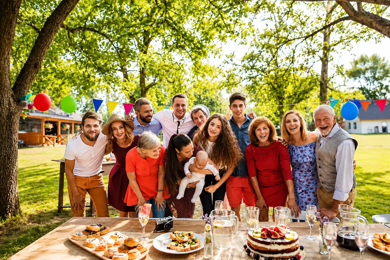 Family reunion gathering at a vacation home in the Pocono Mountains