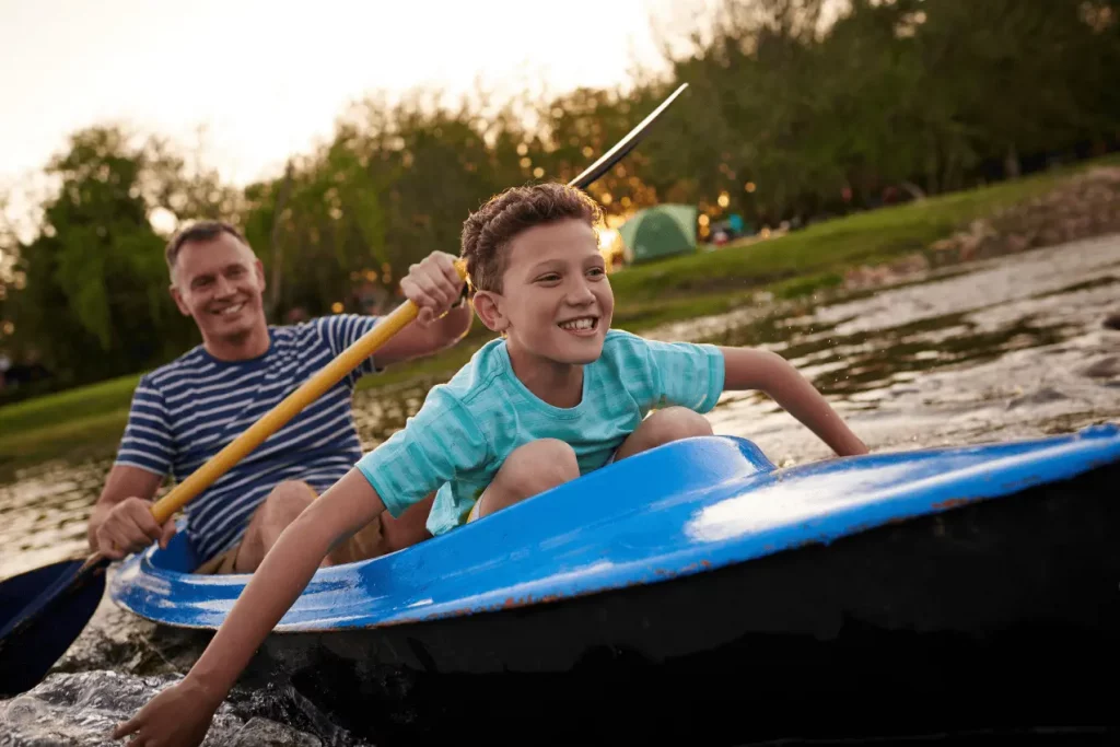 Parents with kids enjoying boat rental in poconos