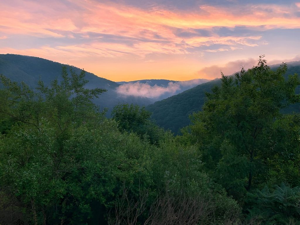 A beautiful view of sunrise from the mountains